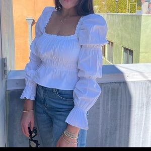 H&M white long sleeve top